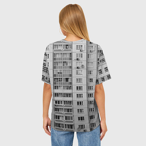 Женская футболка оверсайз Эстетика панельки / 3D-принт – фото 4