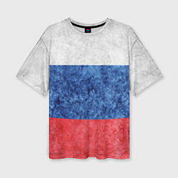 Футболка оверсайз женская Флаг России разноцветный, цвет: 3D-принт