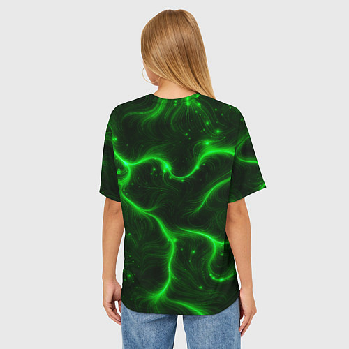 Женская футболка оверсайз Светящиеся волосяной узор / 3D-принт – фото 4