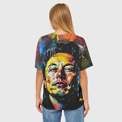 Женская футболка оверсайз Граффити портрет Илона Маска / 3D-принт – фото 4