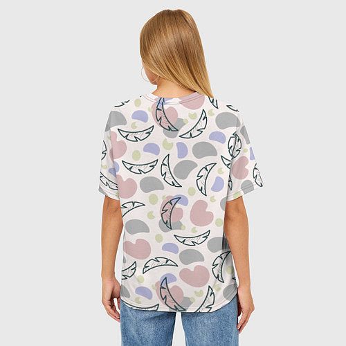 Женская футболка оверсайз Пятна и листья / 3D-принт – фото 4
