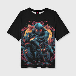 Футболка оверсайз женская Мотоцикл в стиле киберпанк, цвет: 3D-принт