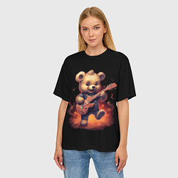 Футболка оверсайз женская Плюшевый медведь играет на гитаре, цвет: 3D-принт — фото 2