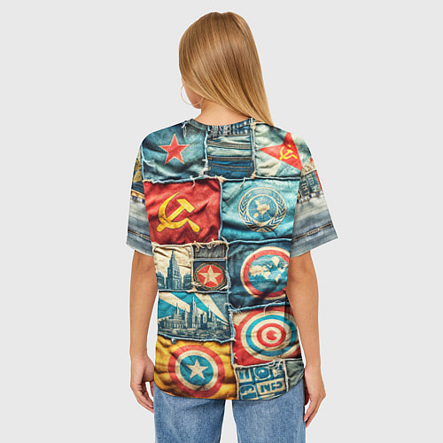 Женская футболка оверсайз Пэчворк джинсы в СССР / 3D-принт – фото 4