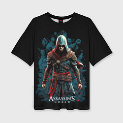 Футболка оверсайз женская Assassins creed черный фон, цвет: 3D-принт