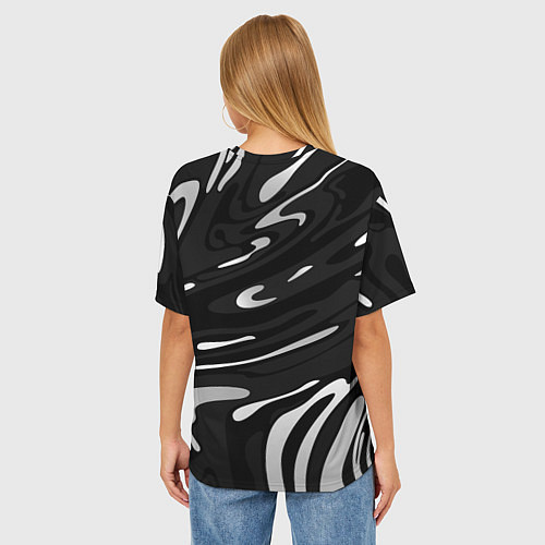 Женская футболка оверсайз Мерседес АМГ - белые волны / 3D-принт – фото 4