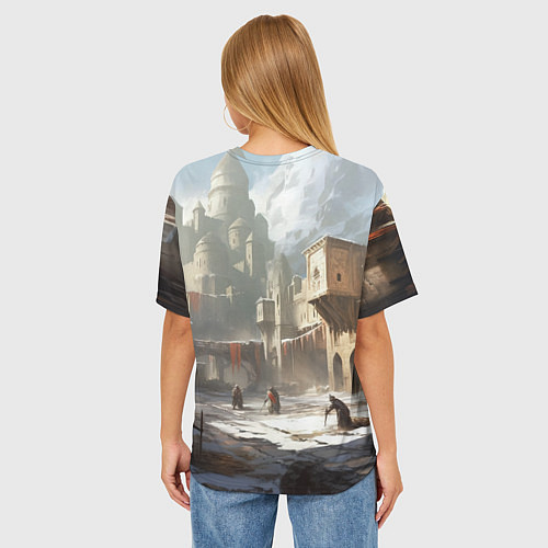 Женская футболка оверсайз Assassins creed старинный город / 3D-принт – фото 4