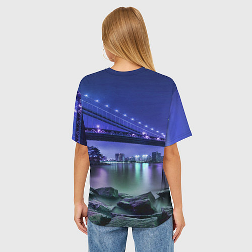 Женская футболка оверсайз Вечерняя Америка - мост / 3D-принт – фото 4