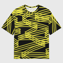 Футболка оверсайз женская Желтые светящиеся линии, цвет: 3D-принт