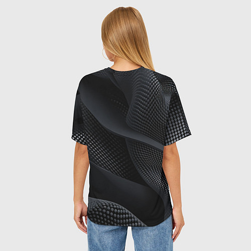 Женская футболка оверсайз Черная геометрическая материя / 3D-принт – фото 4
