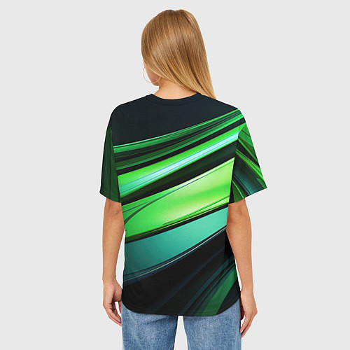 Женская футболка оверсайз Абстрактные геометрические плавные линии минимализ / 3D-принт – фото 4