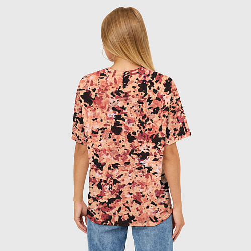 Женская футболка оверсайз Абстракция персиковый пятнистый / 3D-принт – фото 4