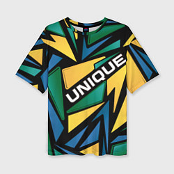 Женская футболка оверсайз Разноцветный геометрический узор - уникальный
