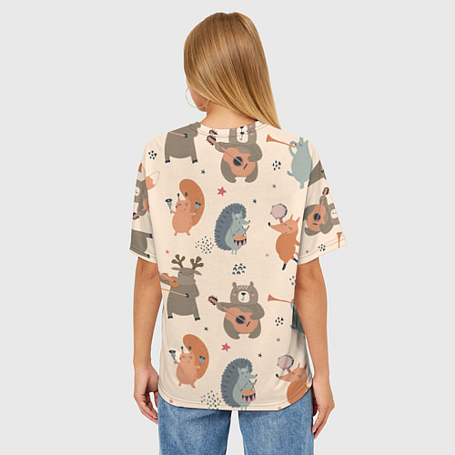 Женская футболка оверсайз Животные с инструментами / 3D-принт – фото 4