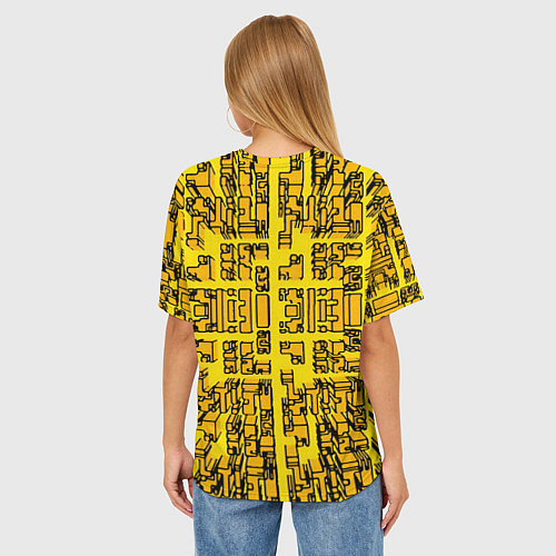 Женская футболка оверсайз Жёлтые фигуры с эффектом рыбьего глаза / 3D-принт – фото 4