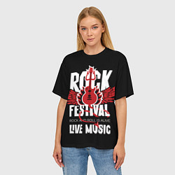 Футболка оверсайз женская Rock festival - live music, цвет: 3D-принт — фото 2