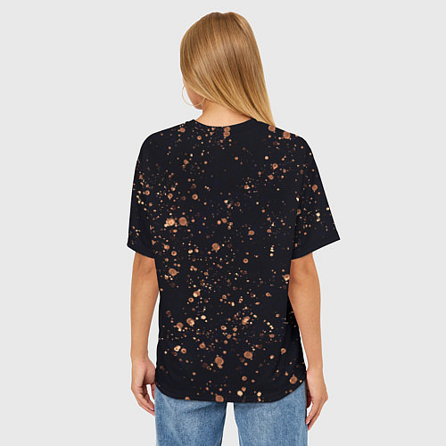 Женская футболка оверсайз Чёрно-синий с золотым напылением / 3D-принт – фото 4