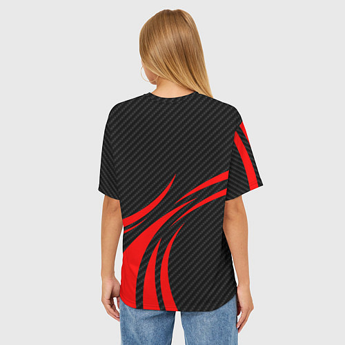 Женская футболка оверсайз GTR Nissan - Carbon and red / 3D-принт – фото 4
