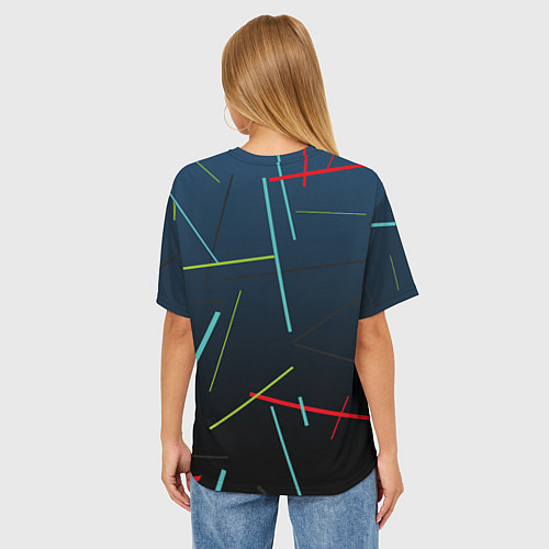 Женская футболка оверсайз Разноцветные линии - keep online / 3D-принт – фото 4