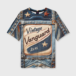 Футболка оверсайз женская Vintage vanguard jeans - patchwork, цвет: 3D-принт