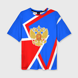 Футболка оверсайз женская Герб России - патриотические цвета, цвет: 3D-принт