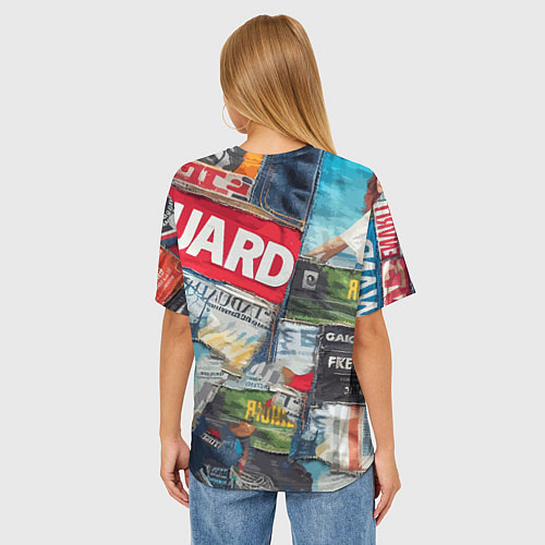 Женская футболка оверсайз Vanguard collage - ai art patchwork / 3D-принт – фото 4