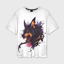 Женская футболка оверсайз Демонический волк