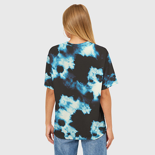 Женская футболка оверсайз Чёрно синий тай дай / 3D-принт – фото 4