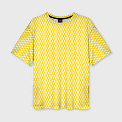 Футболка оверсайз женская Жёлтый имитация сетки паттерн, цвет: 3D-принт