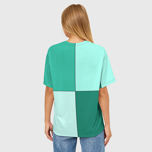 Женская футболка оверсайз Геометричный зелёный и мятный / 3D-принт – фото 4