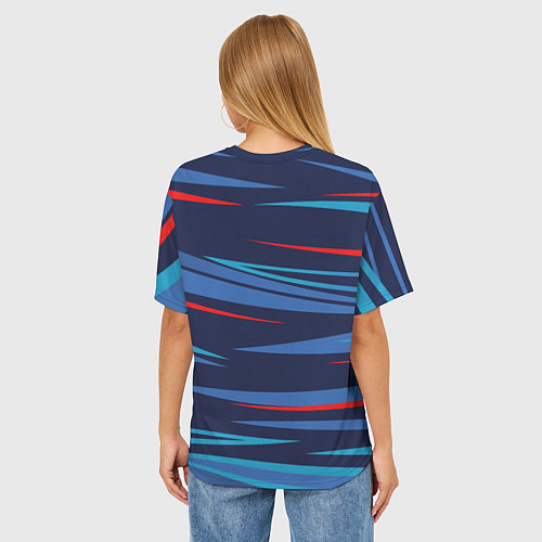 Женская футболка оверсайз Россия - blue stripes / 3D-принт – фото 4