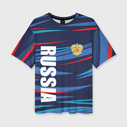 Женская футболка оверсайз Россия - blue stripes