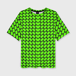 Футболка оверсайз женская Зелёные лепестки шестиугольники, цвет: 3D-принт