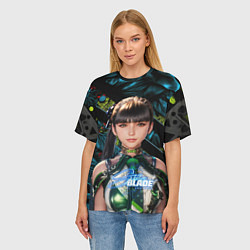 Футболка оверсайз женская Stellar Blade Eve green texture, цвет: 3D-принт — фото 2