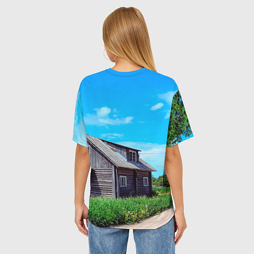 Женская футболка оверсайз Дом в деревне / 3D-принт – фото 4