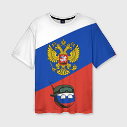 Женская футболка оверсайз Россия - на страже