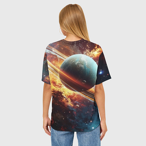 Женская футболка оверсайз Большая планета / 3D-принт – фото 4