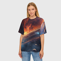 Футболка оверсайз женская Млечный путь космос, цвет: 3D-принт — фото 2