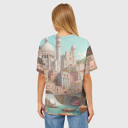 Женская футболка оверсайз Город в восточном стиле / 3D-принт – фото 4