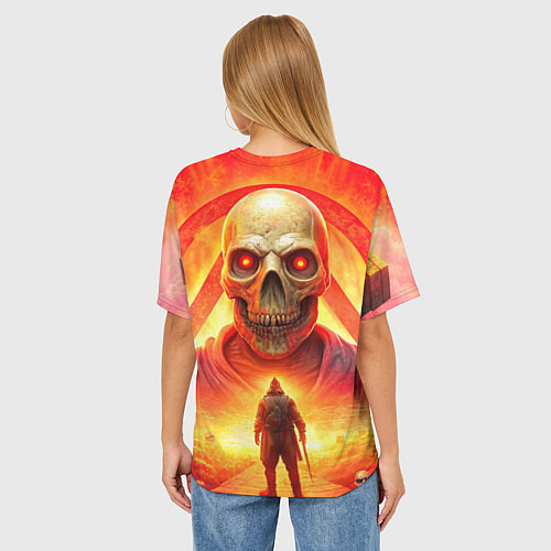 Женская футболка оверсайз Abiotic Factor horror skull / 3D-принт – фото 4