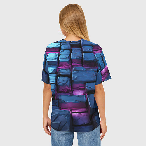 Женская футболка оверсайз Неоновые плитки объемные / 3D-принт – фото 4