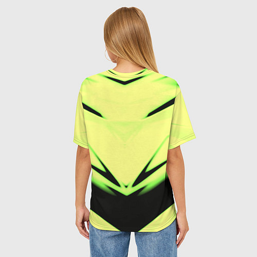 Женская футболка оверсайз Geometry stripes кислотный стиль / 3D-принт – фото 4