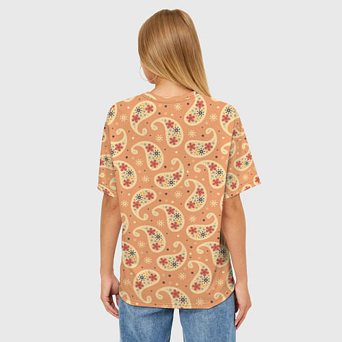 Женская футболка оверсайз Цветочный пейсли / 3D-принт – фото 4