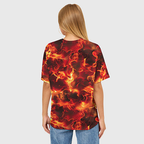 Женская футболка оверсайз Огненный элементаль / 3D-принт – фото 4