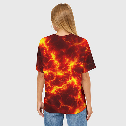 Женская футболка оверсайз Текстура огня / 3D-принт – фото 4