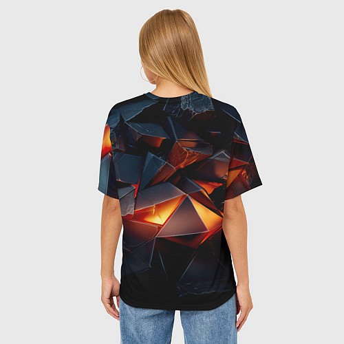 Женская футболка оверсайз Осколки стали с подсветкой / 3D-принт – фото 4
