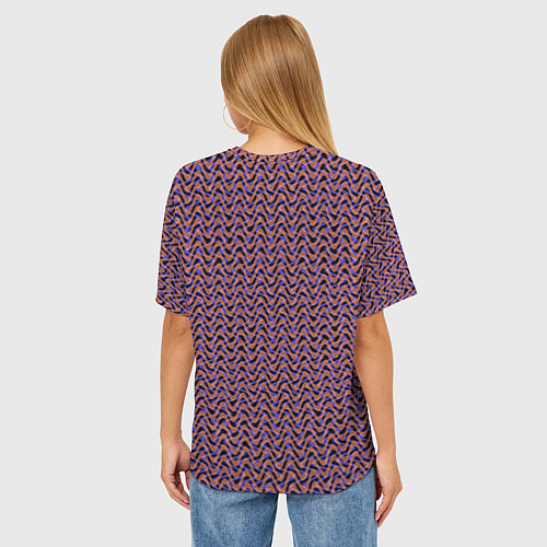 Женская футболка оверсайз Фиолетово-коричневые волнистые линии / 3D-принт – фото 4