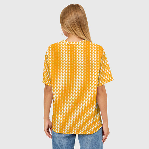 Женская футболка оверсайз Жёлтый в маленькие белые полосочки / 3D-принт – фото 4