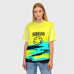 Футболка оверсайз женская Nirvana краски кислотные, цвет: 3D-принт — фото 2