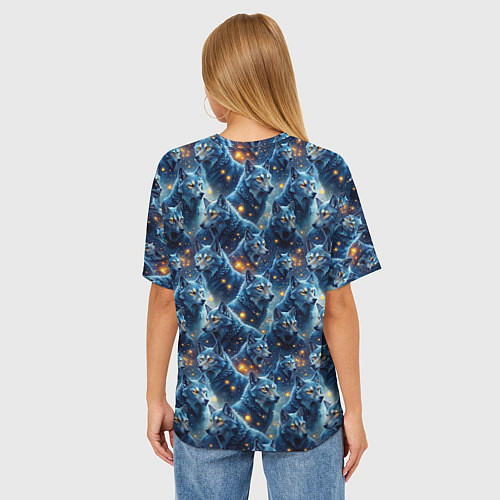 Женская футболка оверсайз Лесной волк / 3D-принт – фото 4